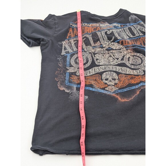 Affliction Live Fast Motorcycle American Black Short Sleeve T-Shirt Size M/L - Picture 6 of 6